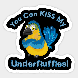 Blue Gold Macaw Parrot Kiss Underfluffies Sticker